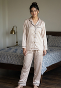 Beige Padded Pajama Set with In-Built Pads