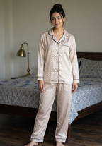 Beige Padded Pajama Set with In-Built Pads
