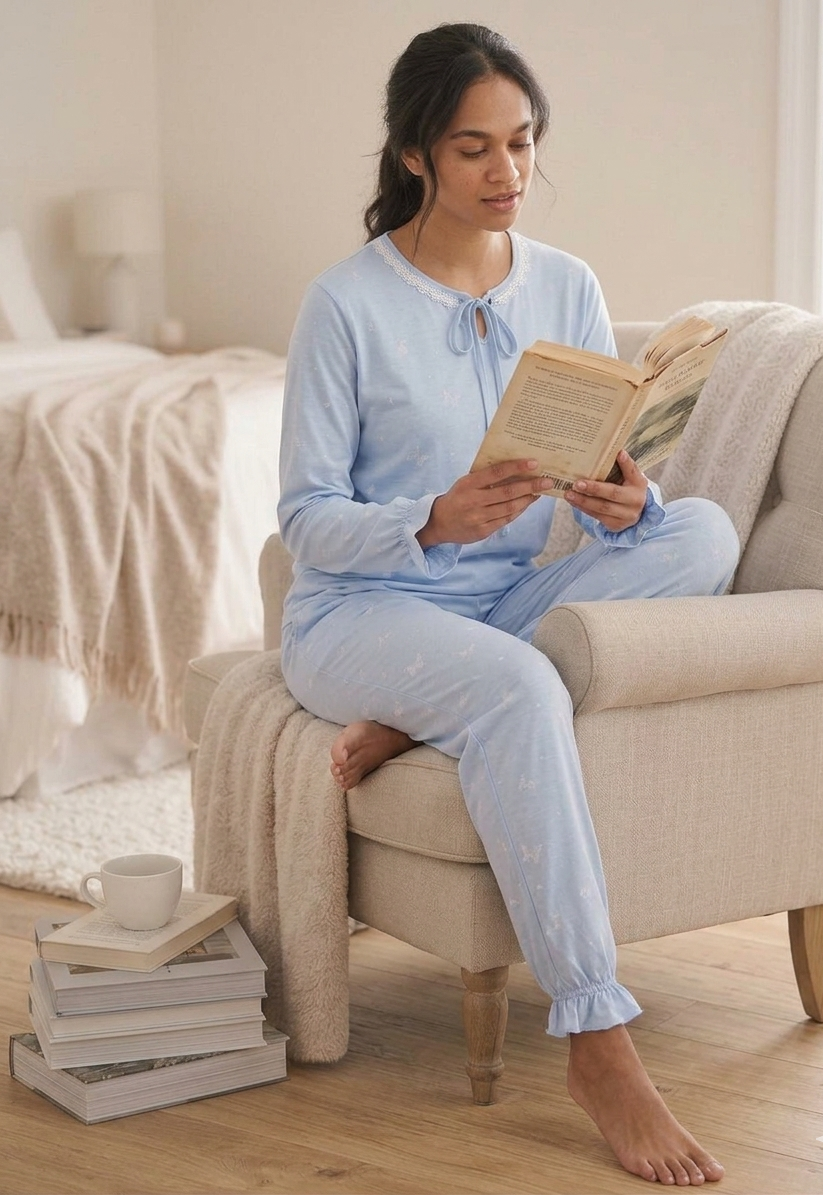 Pastel Blue Butterfly Pajama Set