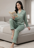 Green Polka Dot Satin Nightsuit