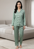 Green Polka Dot Satin Nightsuit