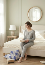 Grey Printed Padded Nightsuit Set
