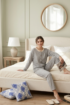 Grey Printed Padded Nightsuit Set