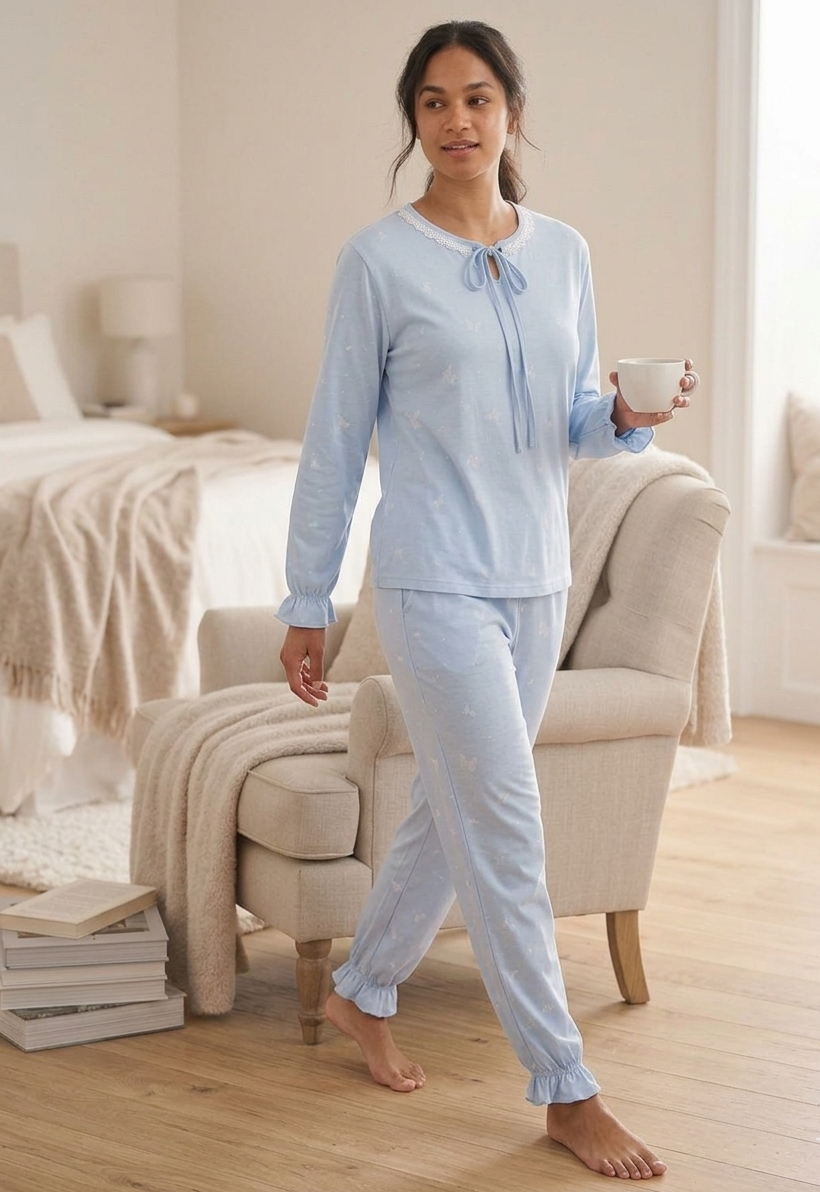 Pastel Blue Butterfly Pajama Set