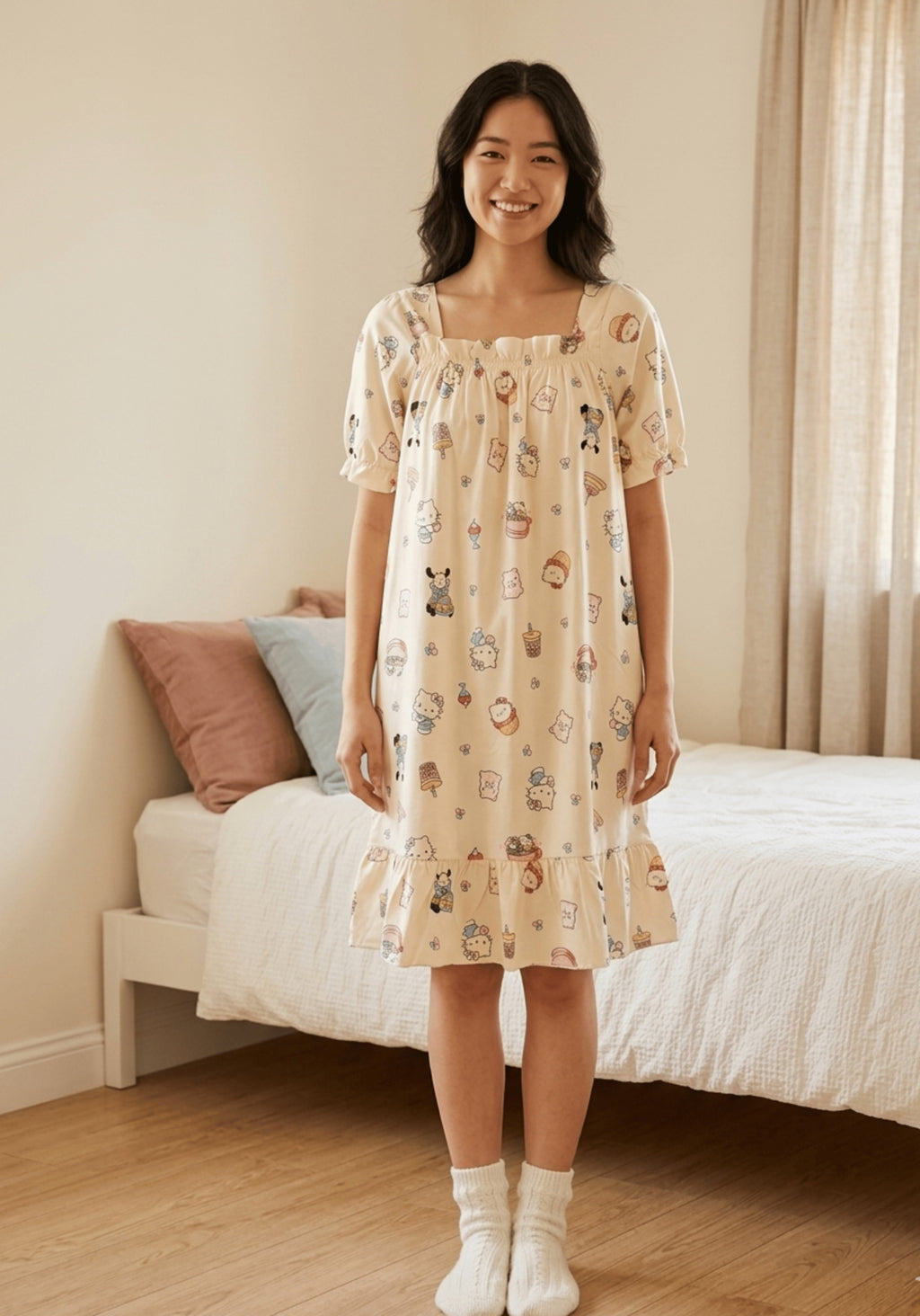 Cream Yellow Teddy Print