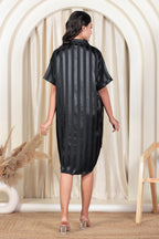 Black SilkStripe Shirt Dress