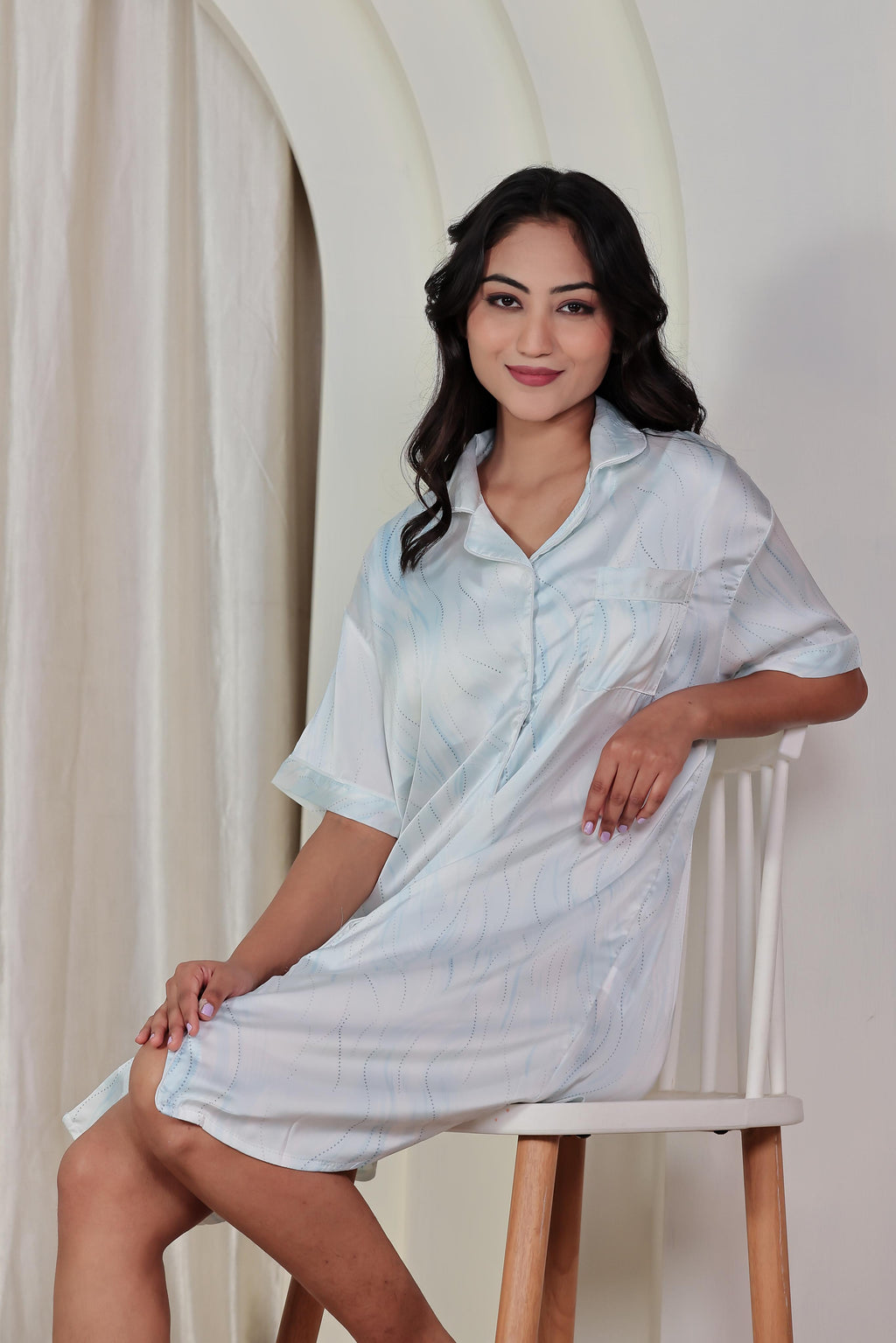 Icy Blue Shirt Dress